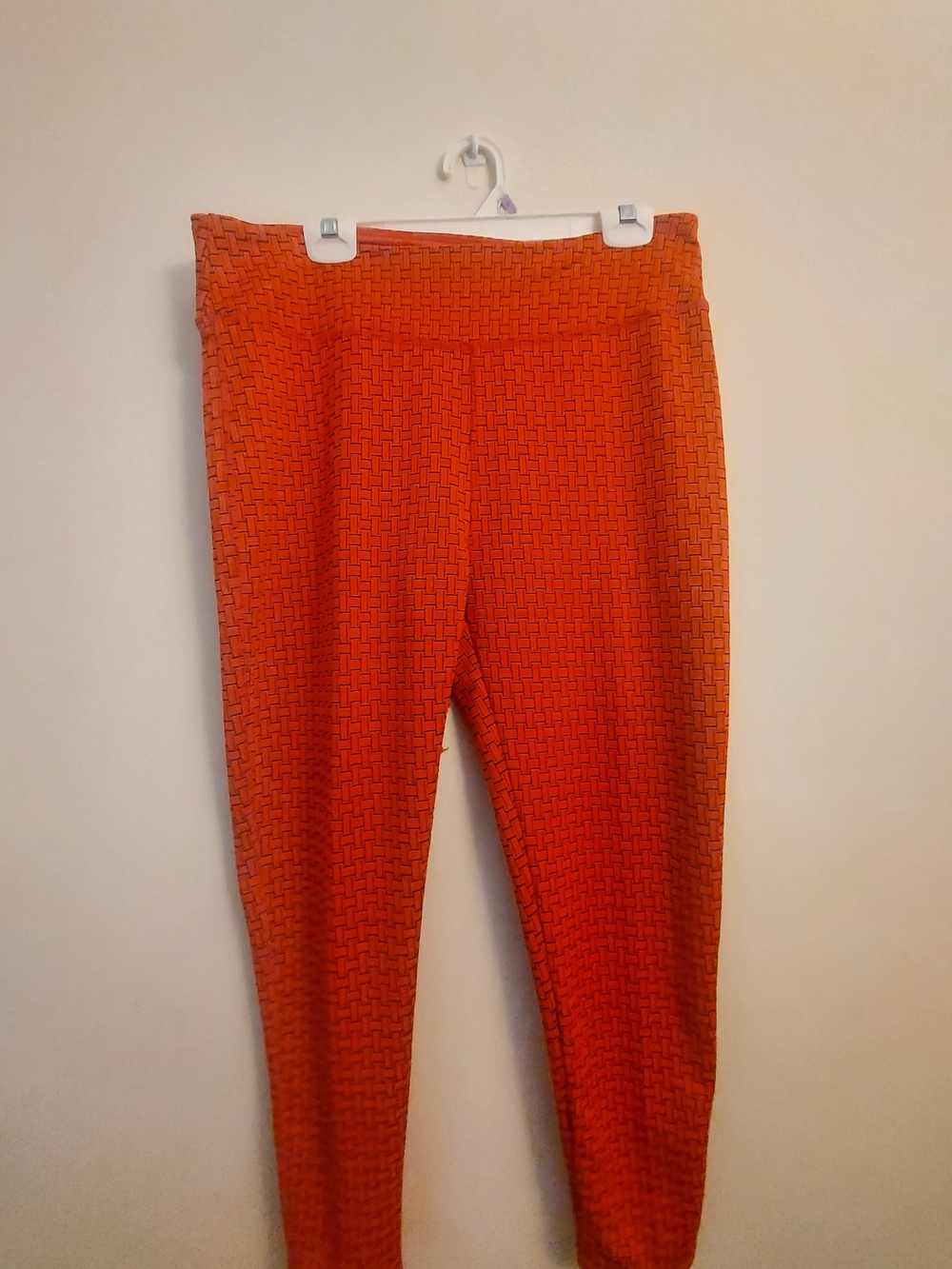 Ashley Blue Bright Orange Ponte Leggings with Woven Texture
